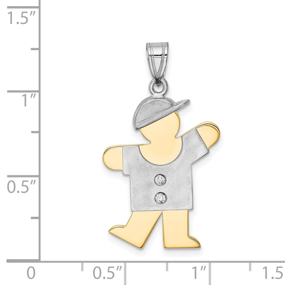 14k Two-tone VS Diamond Kid Pendant