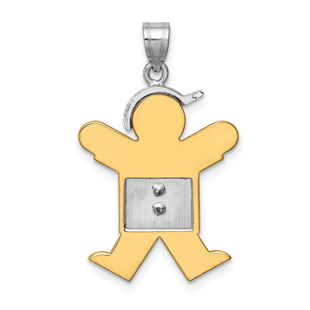 14k Two-tone A Diamond Kid Pendant