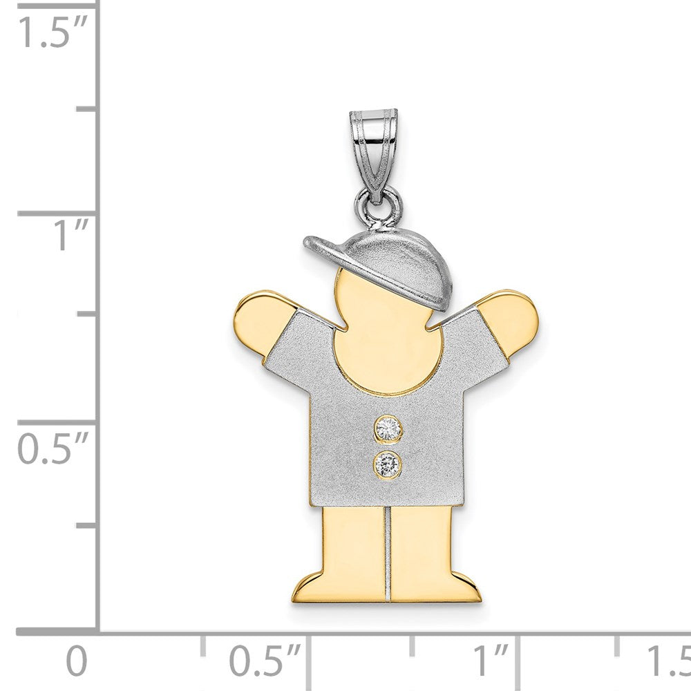 14k Two-tone AAA Diamond Kid Pendant