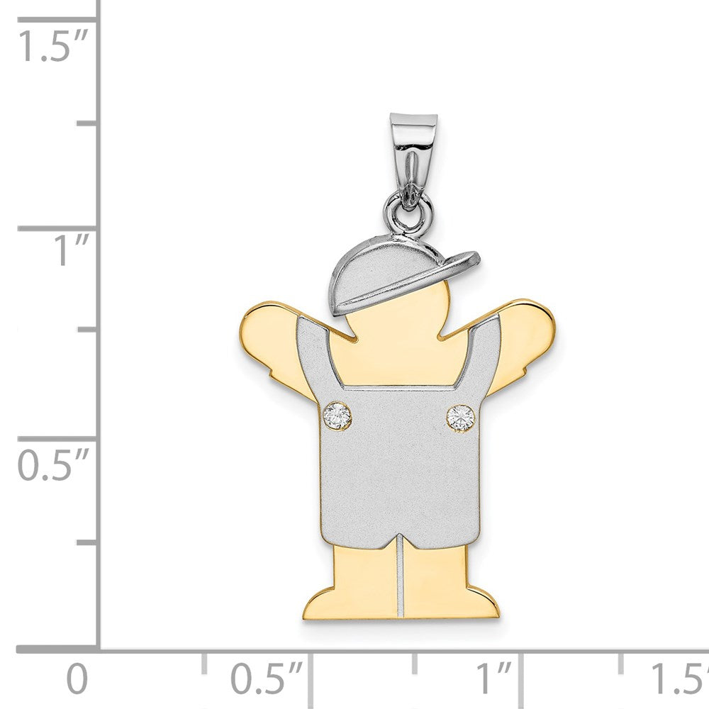 14k Two-tone VS Diamond Kid Pendant
