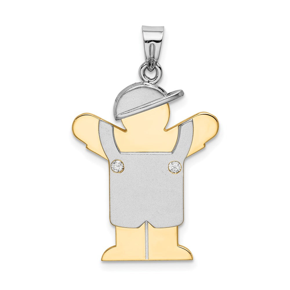 14k Two-tone A Diamond Kid Pendant