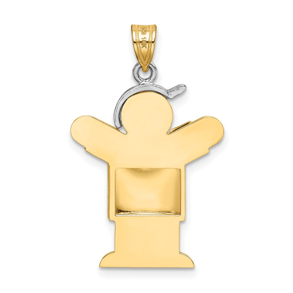 14k Two-Tone Puffed Boy with Hat on Right Engravable Charm