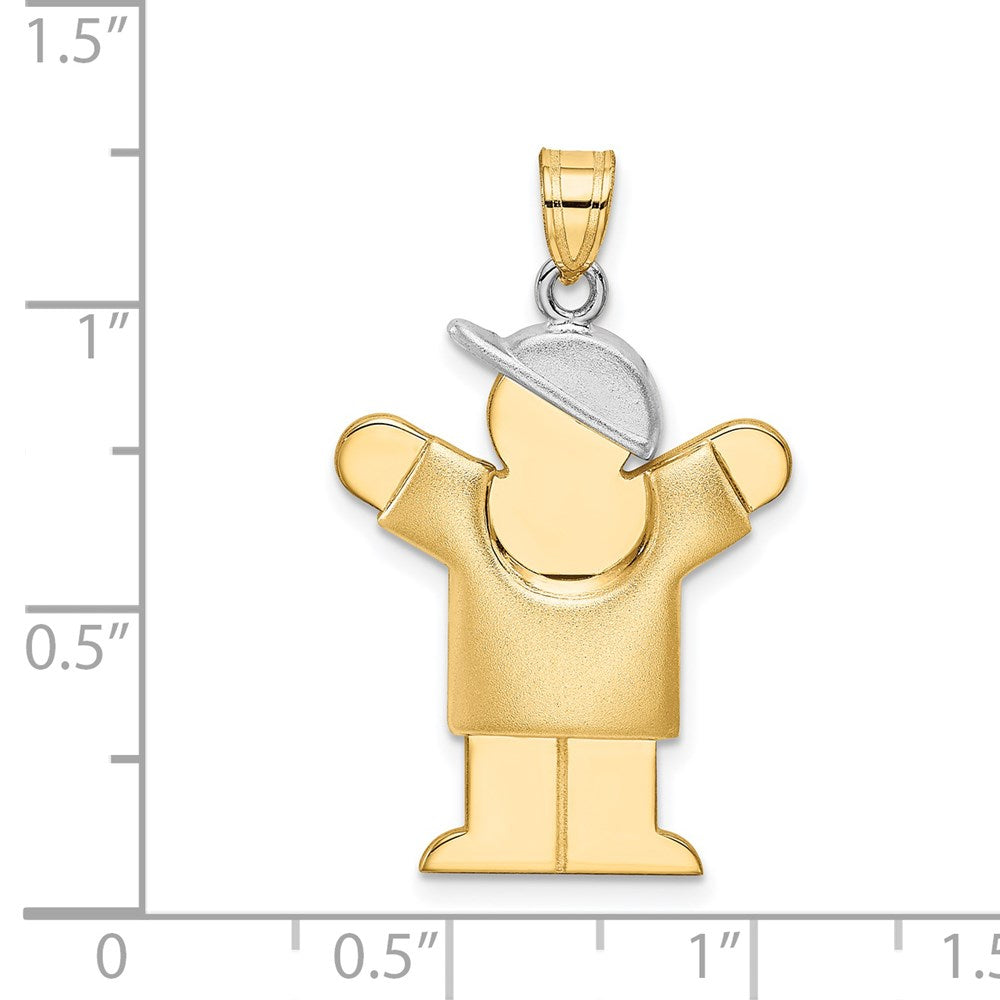 14k Two-Tone Puffed Boy with Hat on Right Engravable Charm