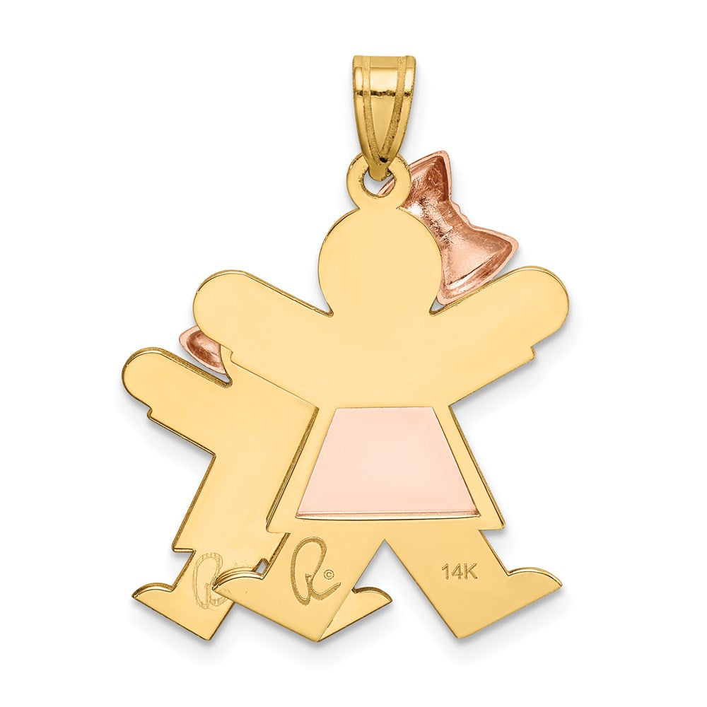 14k Two-Tone Big Girl and Little Girl Engravable Charm