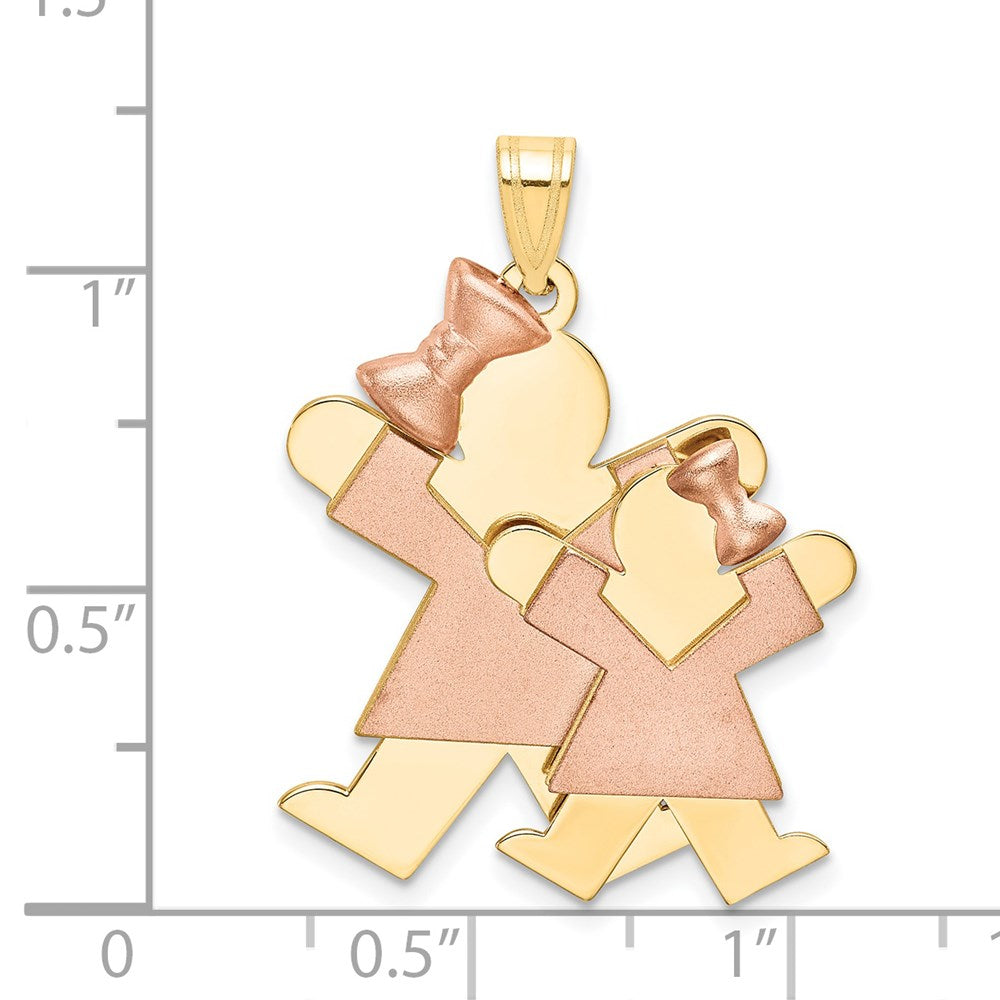 14k Two-Tone Big Girl and Little Girl Engravable Charm