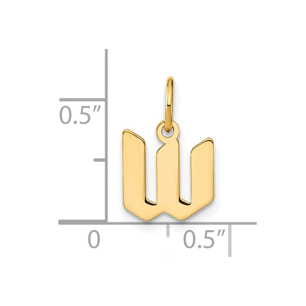14ky Lowercase Letter W Initial Pendant
