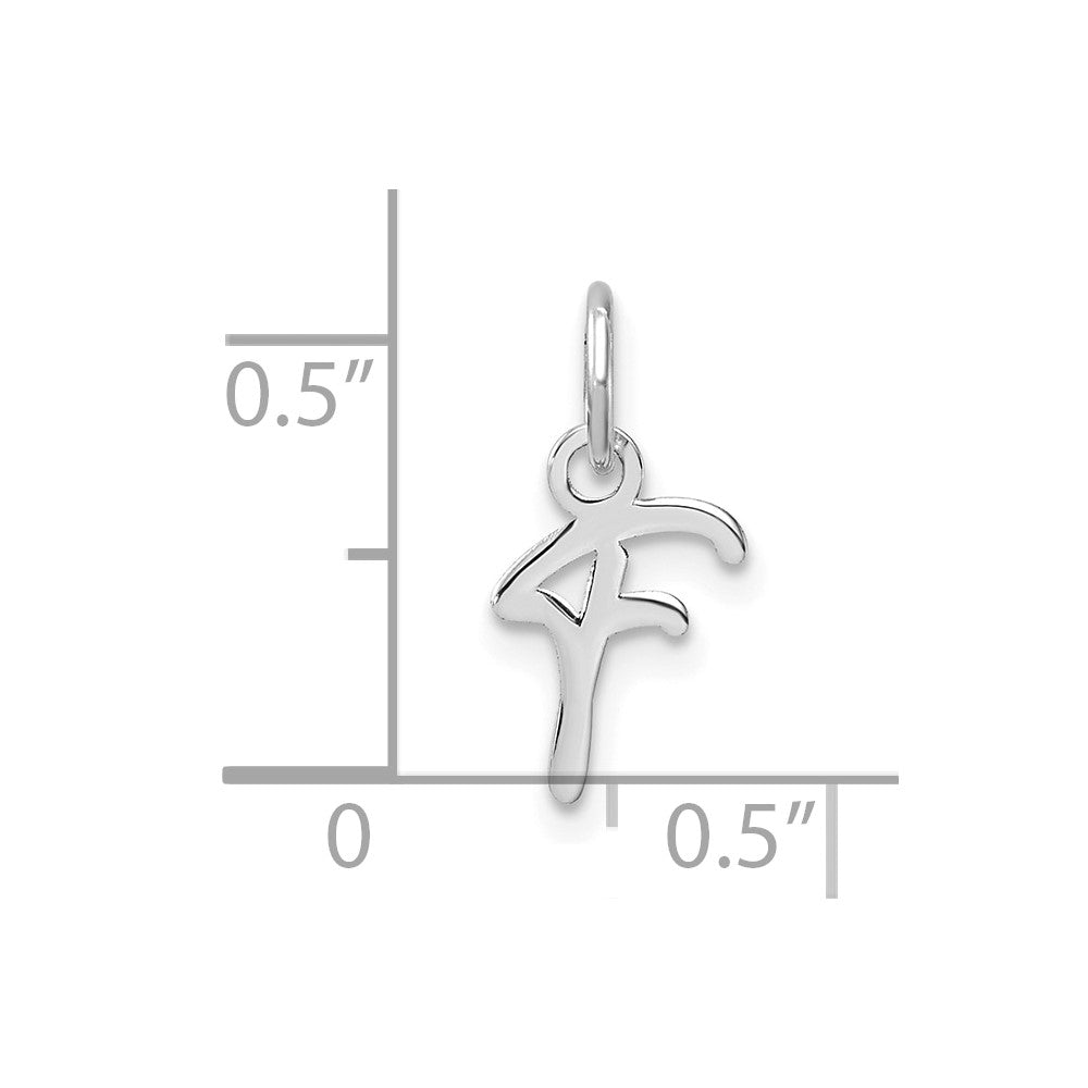 14K White Gold Uppercase Letter F Initial Charm