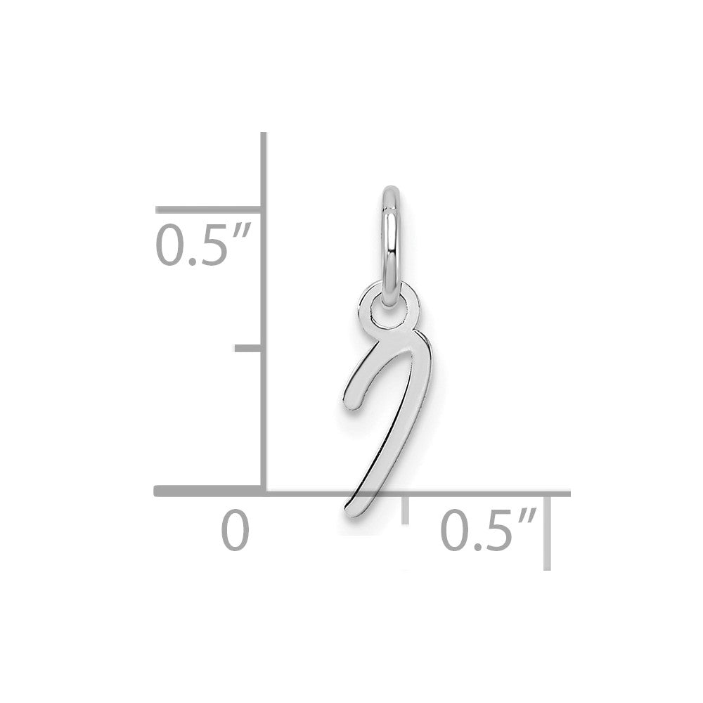 14K White Gold Uppercase Letter I Initial Charm