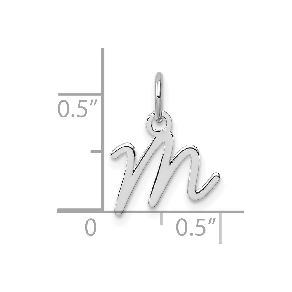14K White Gold Uppercase Letter M Initial Charm