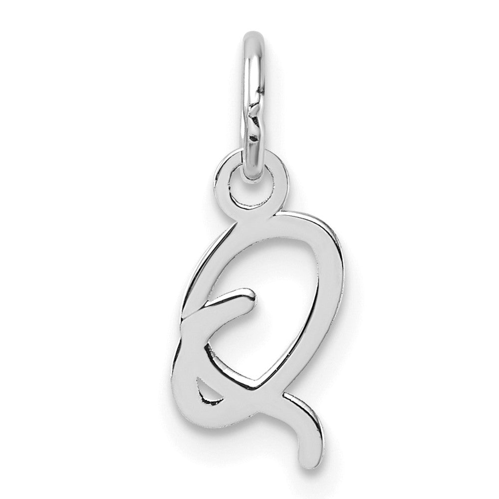 14K White Gold Uppercase Letter Q Initial Charm