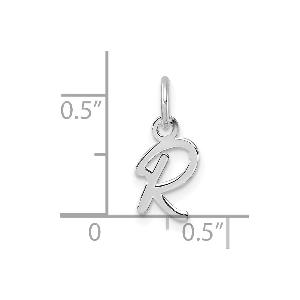14K White Gold Uppercase Letter R Initial Charm