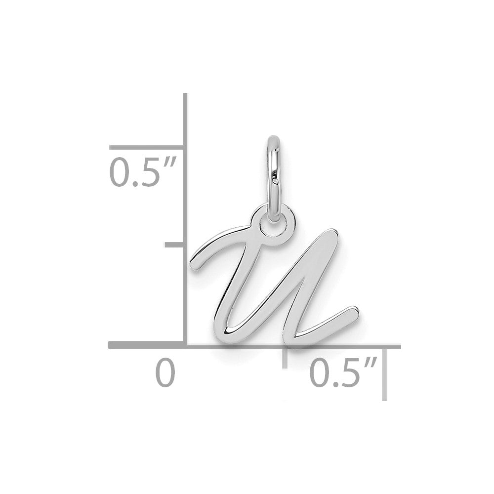 14K White Gold Uppercase Letter U Initial Charm