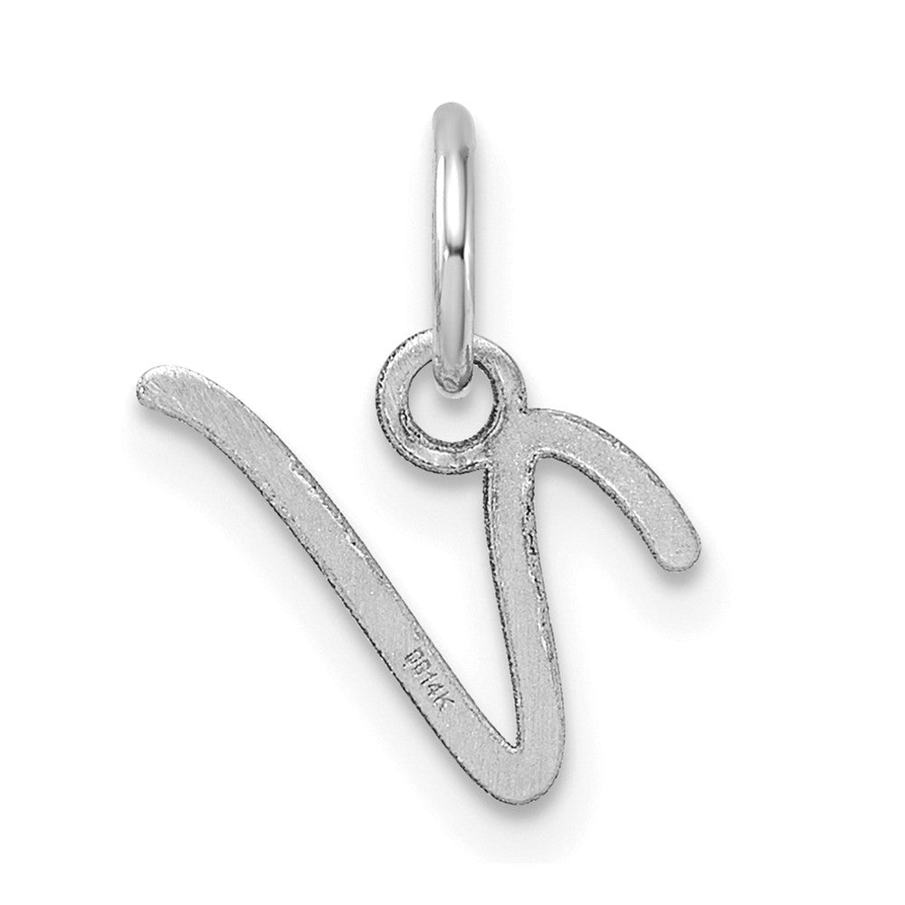 14K White Gold Uppercase Letter V Initial Charm