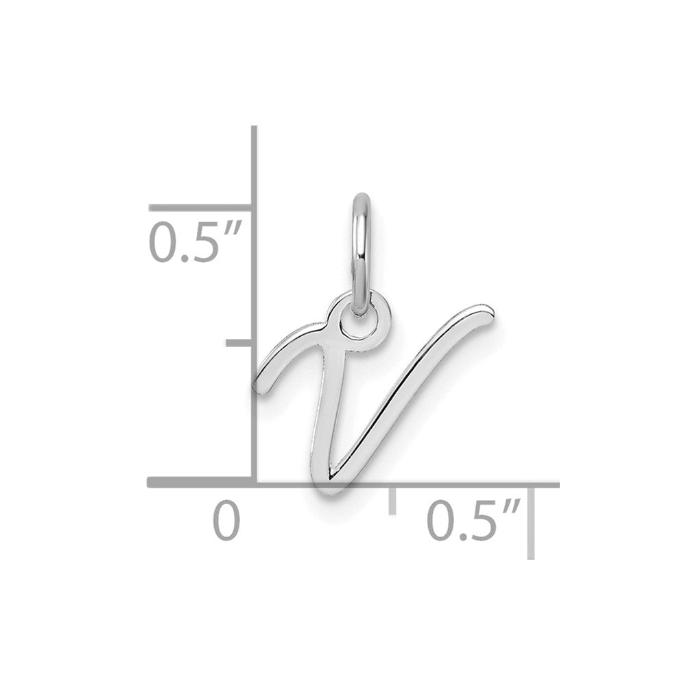 14K White Gold Uppercase Letter V Initial Charm