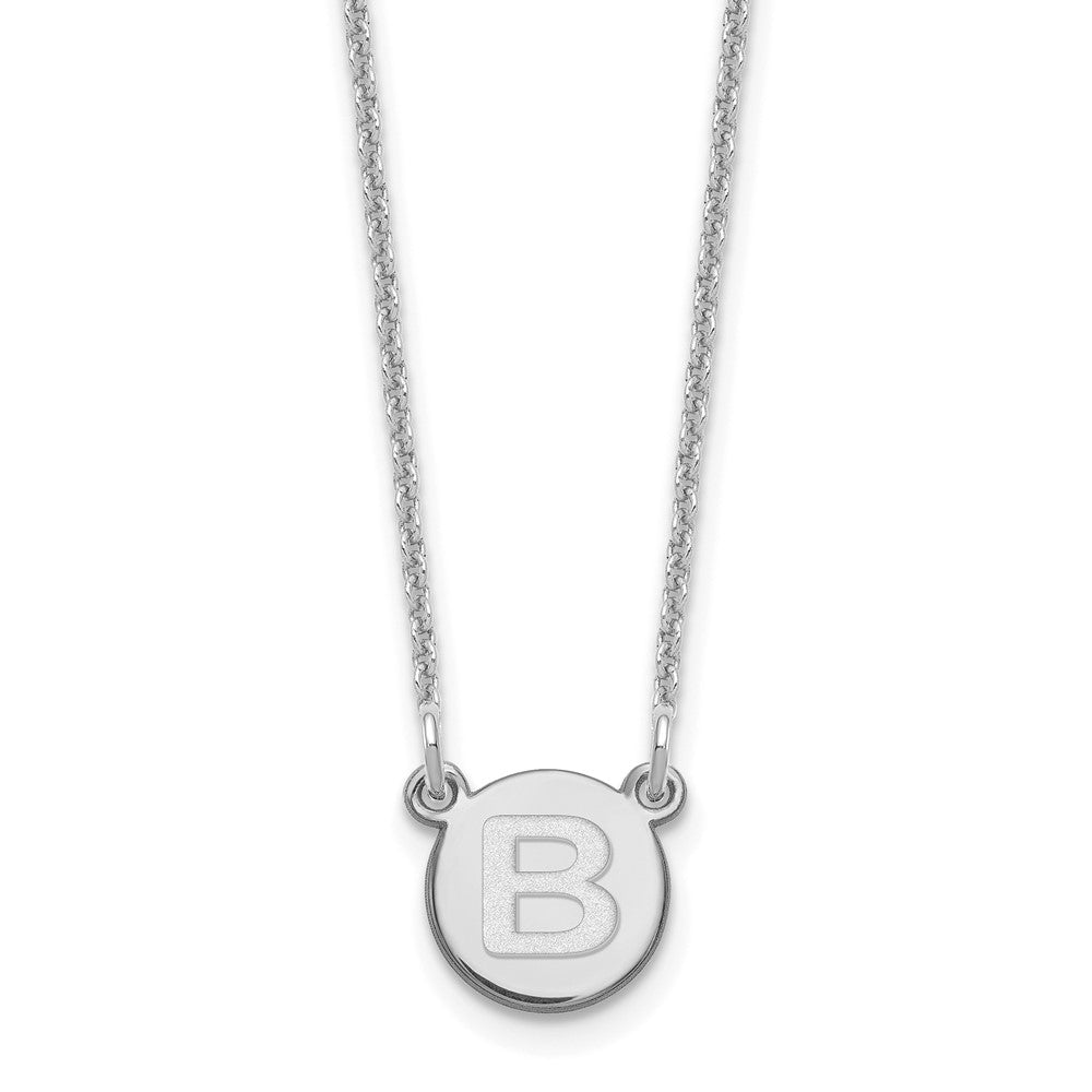 14kw Tiny Circle Block Letter B Initial Necklace