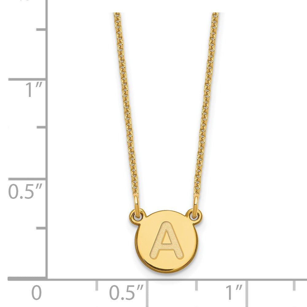 14k Tiny Circle Block Letter A Initial Necklace