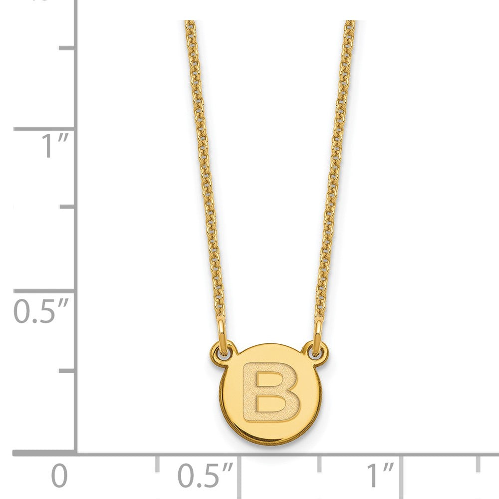 14k Tiny Circle Block Letter B Initial Necklace
