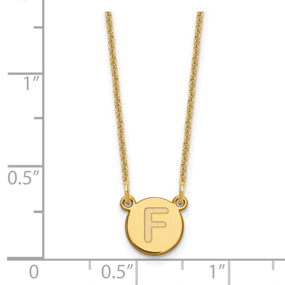 14KYTiny Circle Block Letter F Initial Necklace