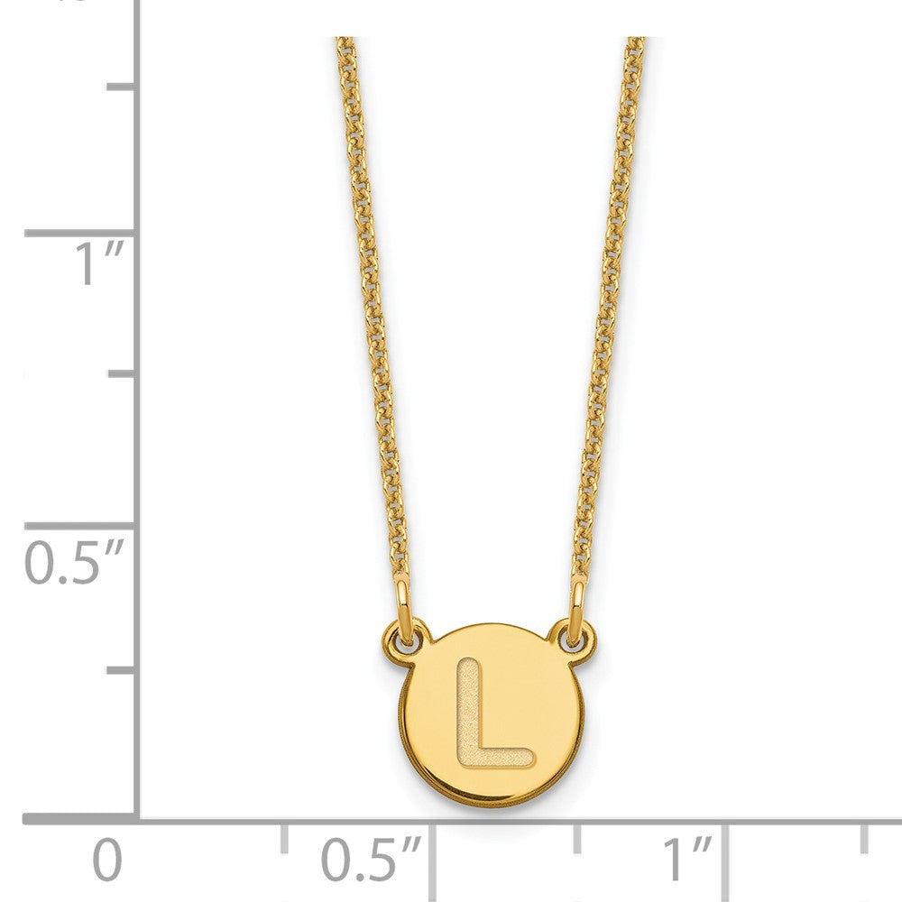 14KY Tiny Circle Block Letter L Initial Necklace