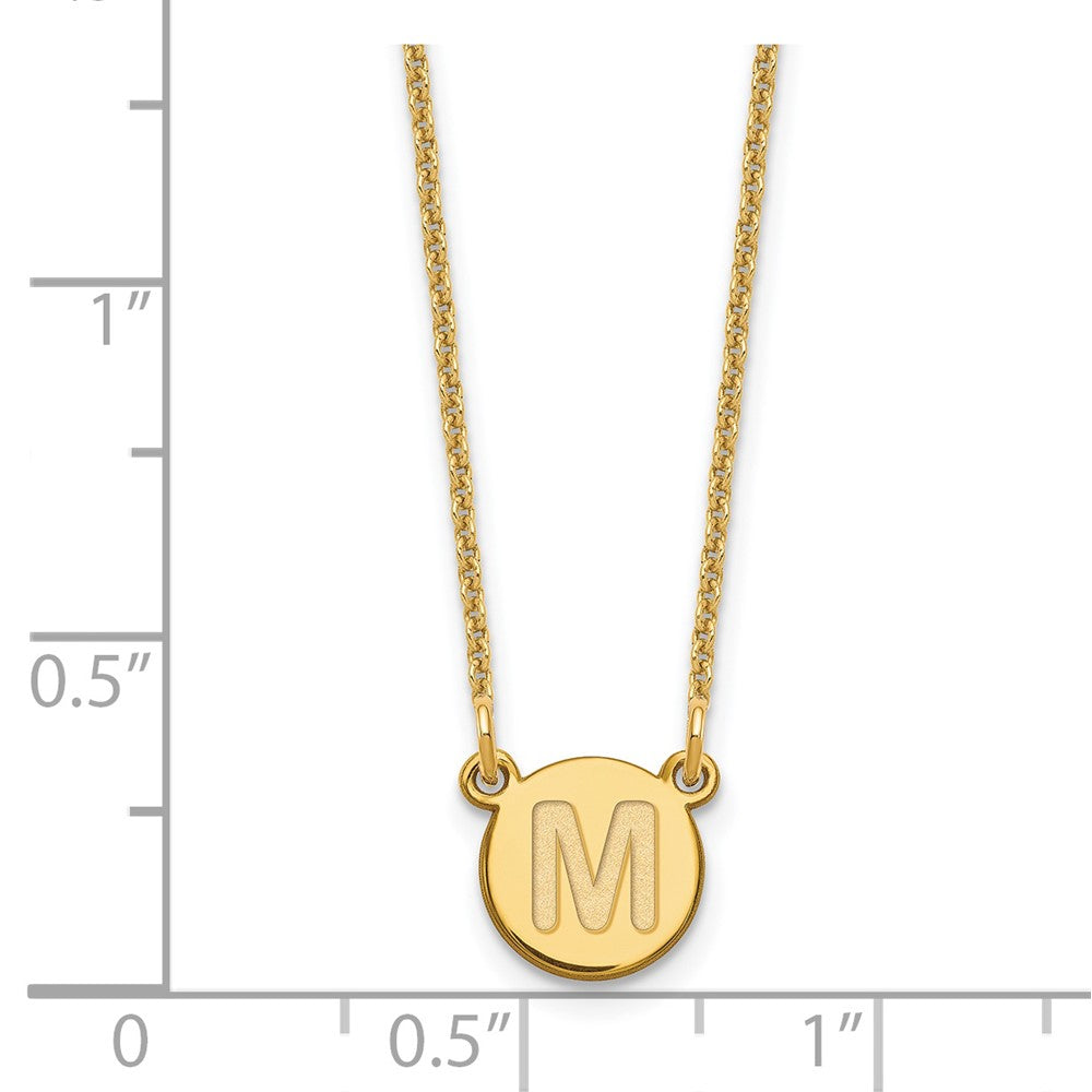 14KY Tiny Circle Block Letter M Initial Necklace