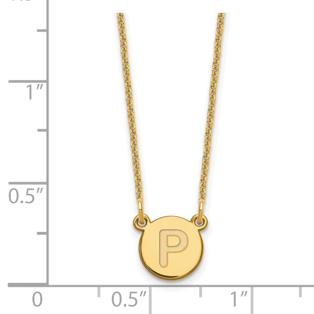 14KY Tiny Circle Block Letter P Initial Necklace