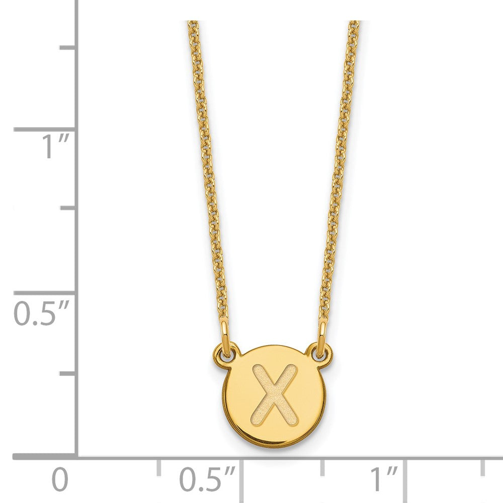 14KY Tiny Circle Block Letter X Initial Necklace