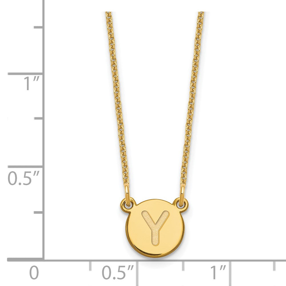 14KY Tiny Circle Block Letter Y Initial Necklace