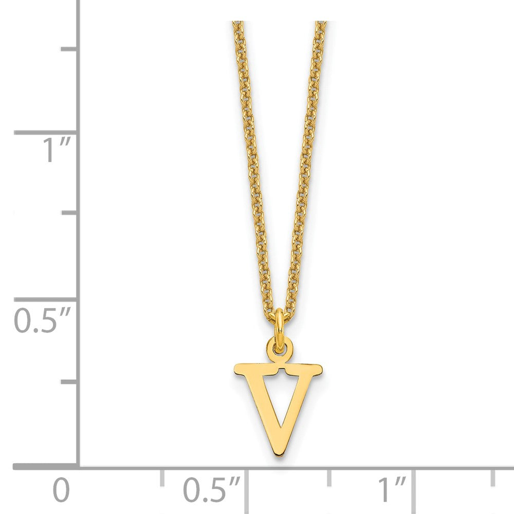 14KY Cutout Letter V Initial Necklace