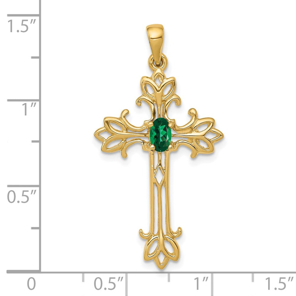 14k 5x3mm Oval Mount St. Helens cross pendant
