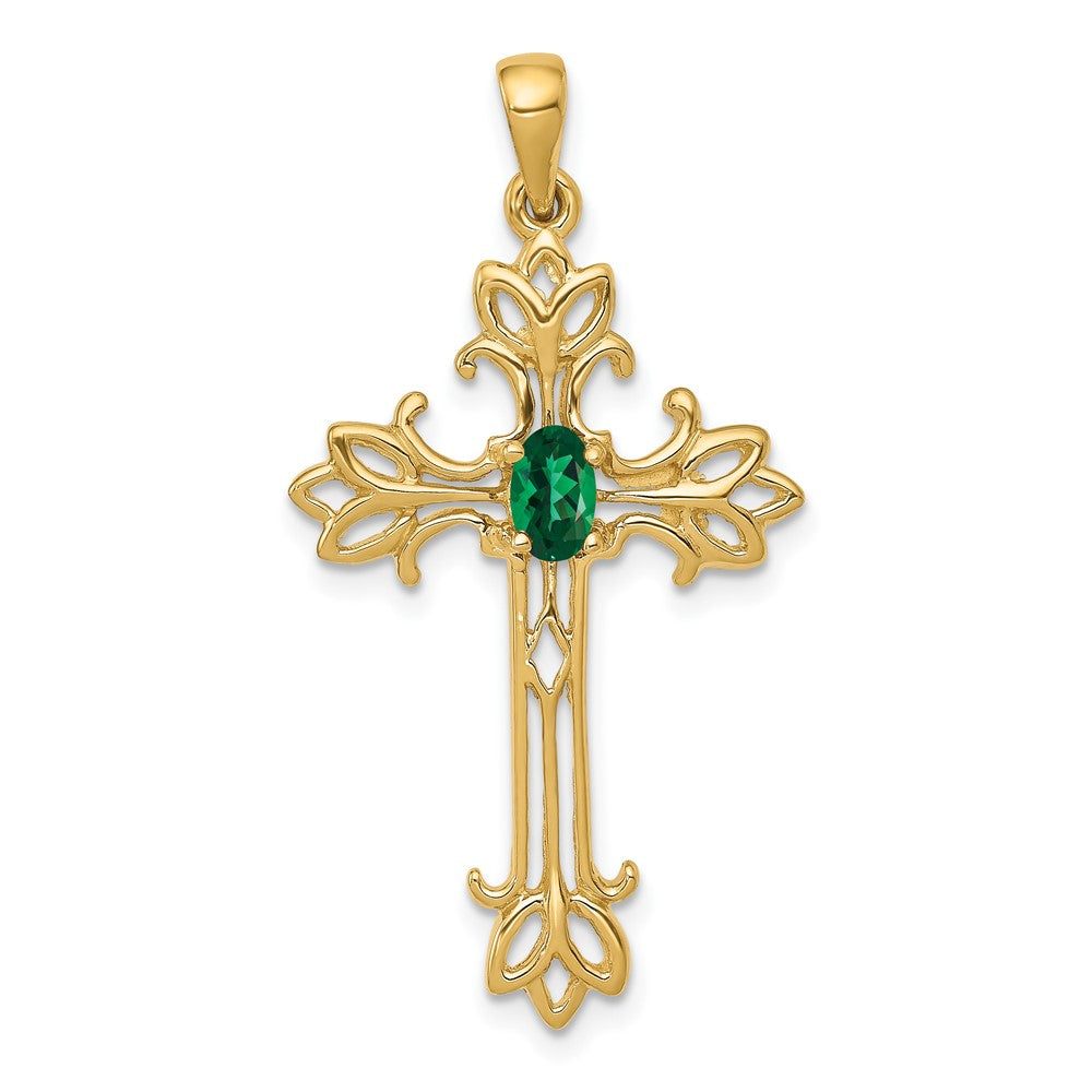 14k 5x3mm Oval Mount St. Helens cross pendant