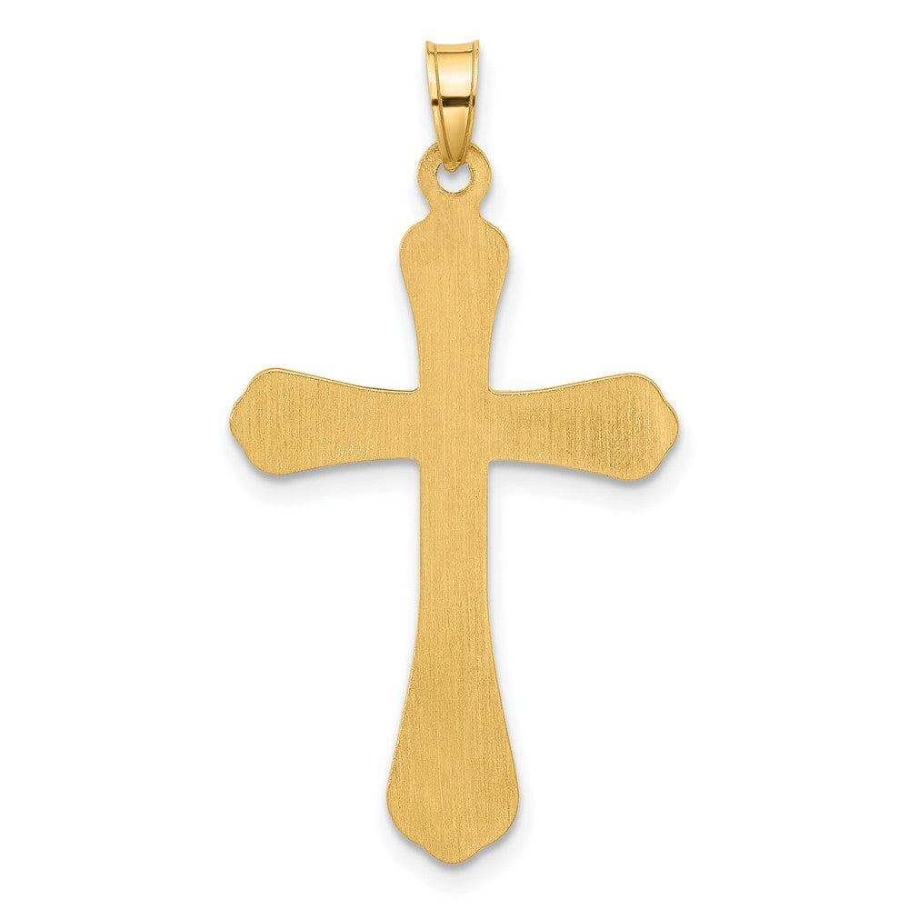 14k Polished and Grooved Hollow Diamond Cross Pendant