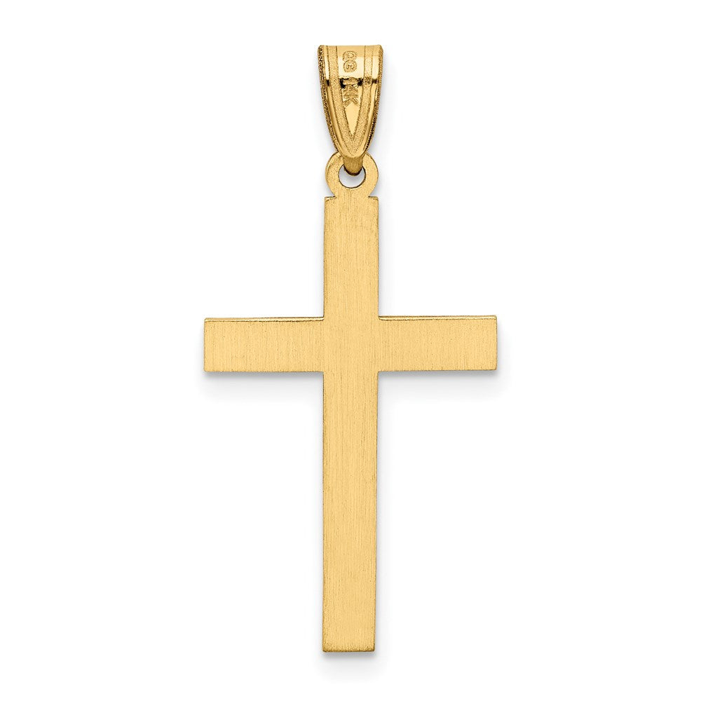 14k Solid Laser Etched Cross Pendant