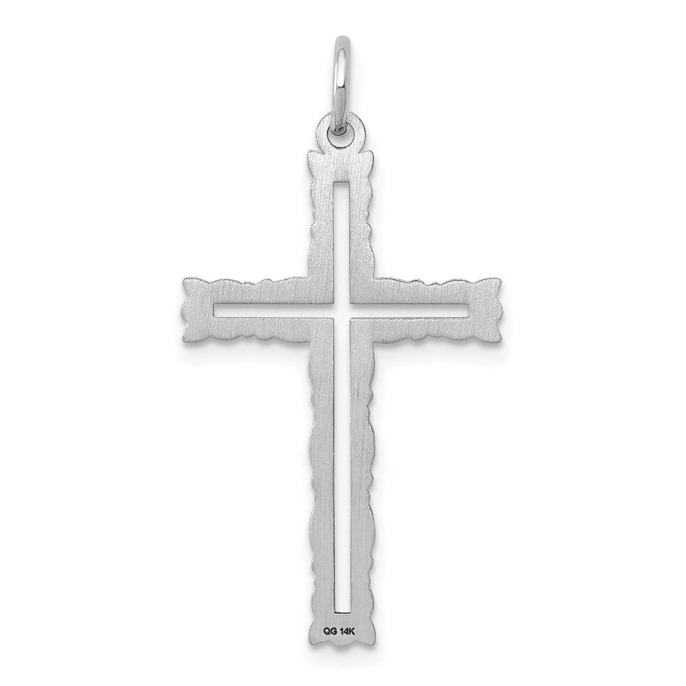 14K White Gold Laser Designed Cross Pendant