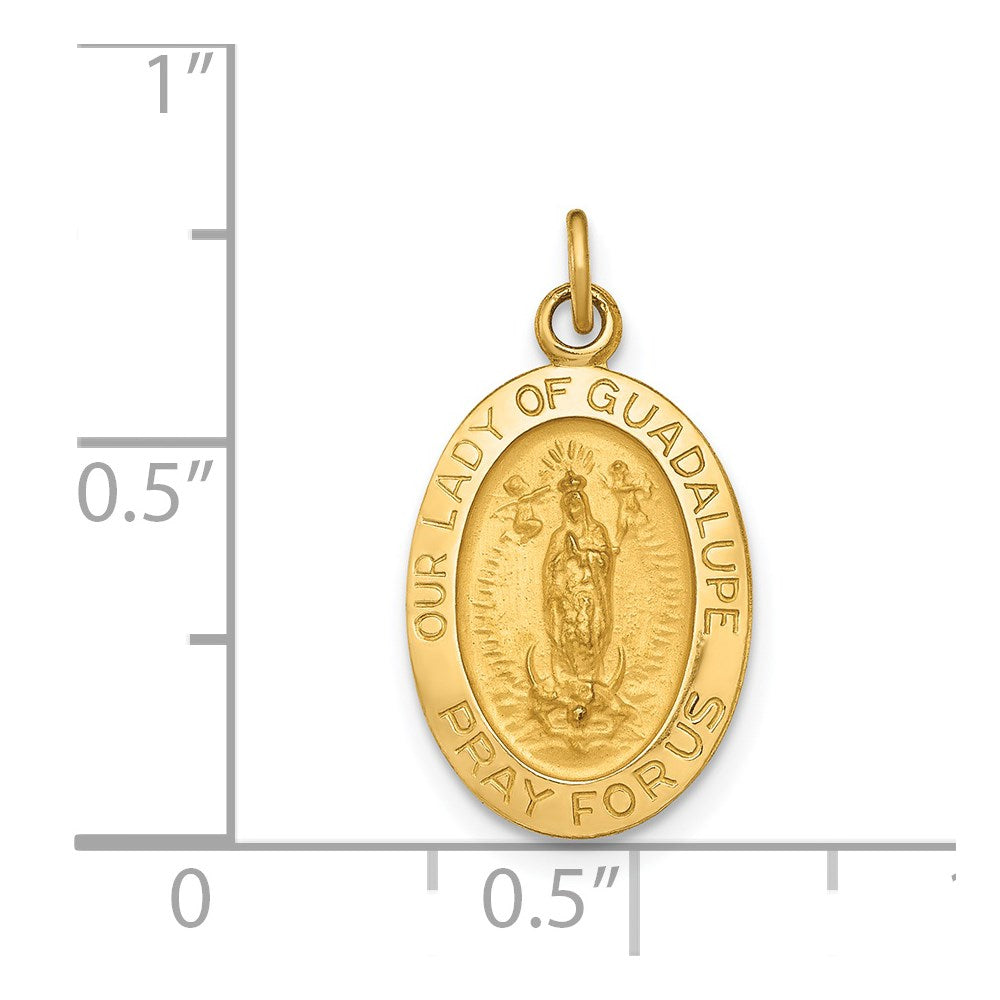 14k Polished and Satin Our Lady of Guadalupe Medal Pendant