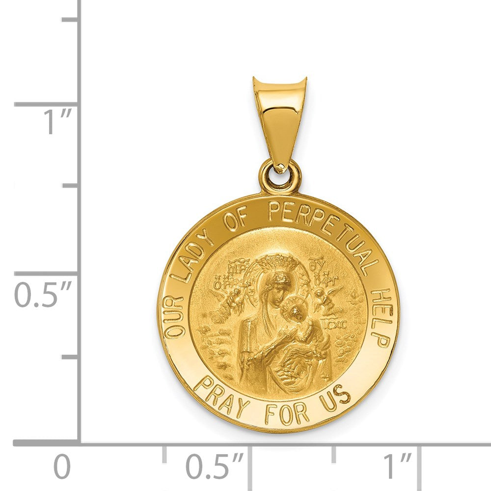 14k Polished/Satin Our Lady Perpetual Help Medal Hollow Pendant