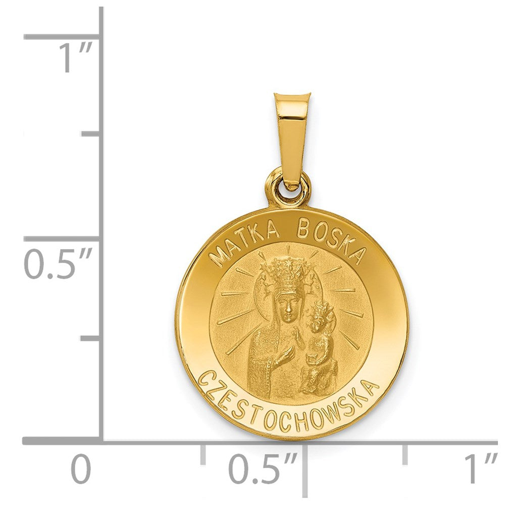14k Matka Boska Czestochowska Reversible Medal Hollow Pendant