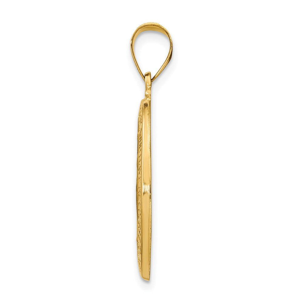 14k Polished and Satin Miraculous Medal Hollow Pendant