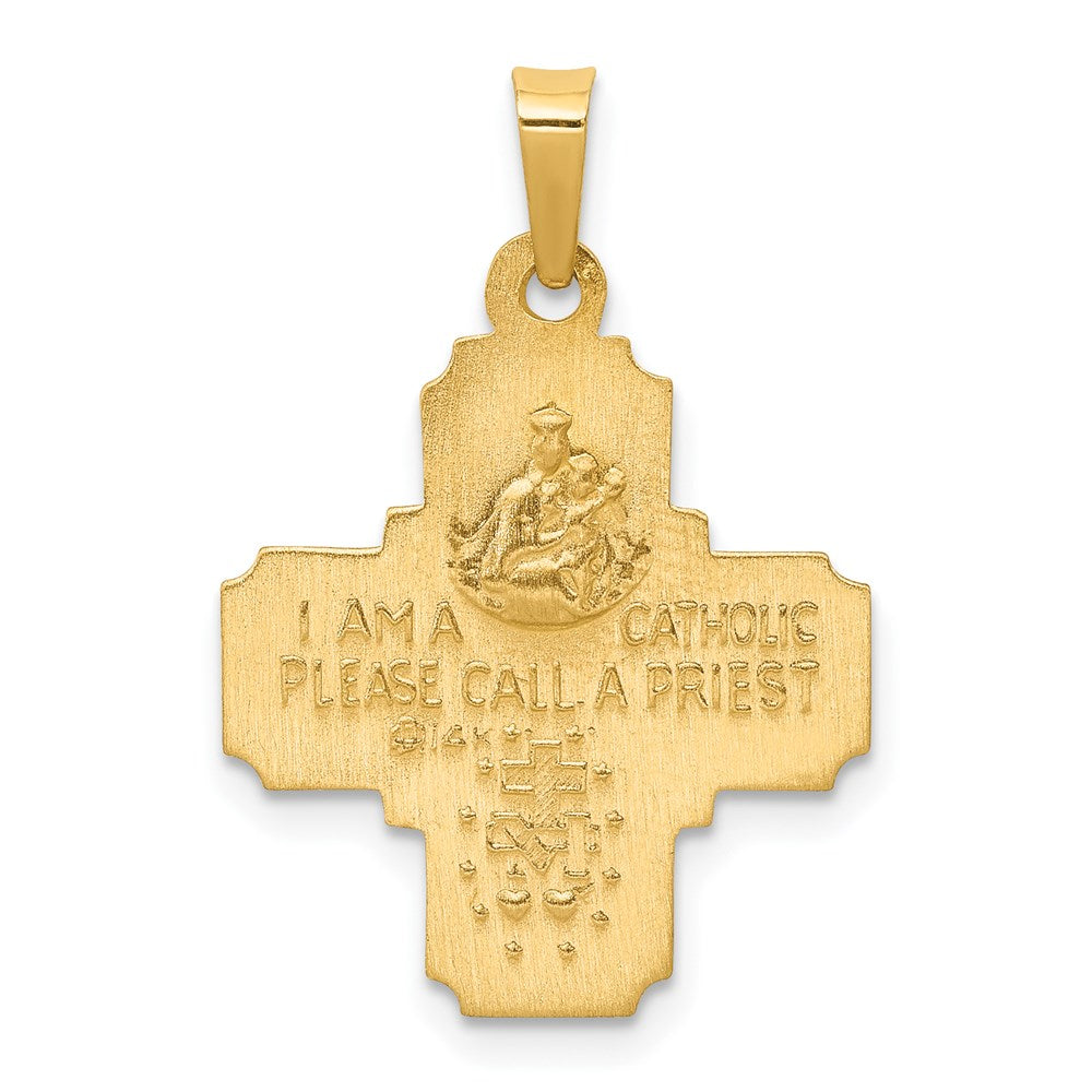14k Polished and Satin Four Way Medal Hollow Pendant