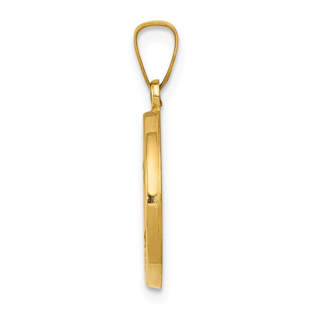 14k Polished and Satin St. Andrew Medal Hollow Pendant