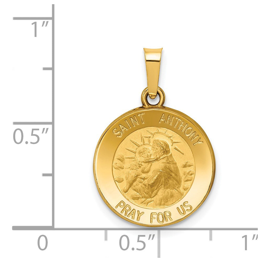 14k Polished and Satin St. Anthony Medal Hollow Pendant