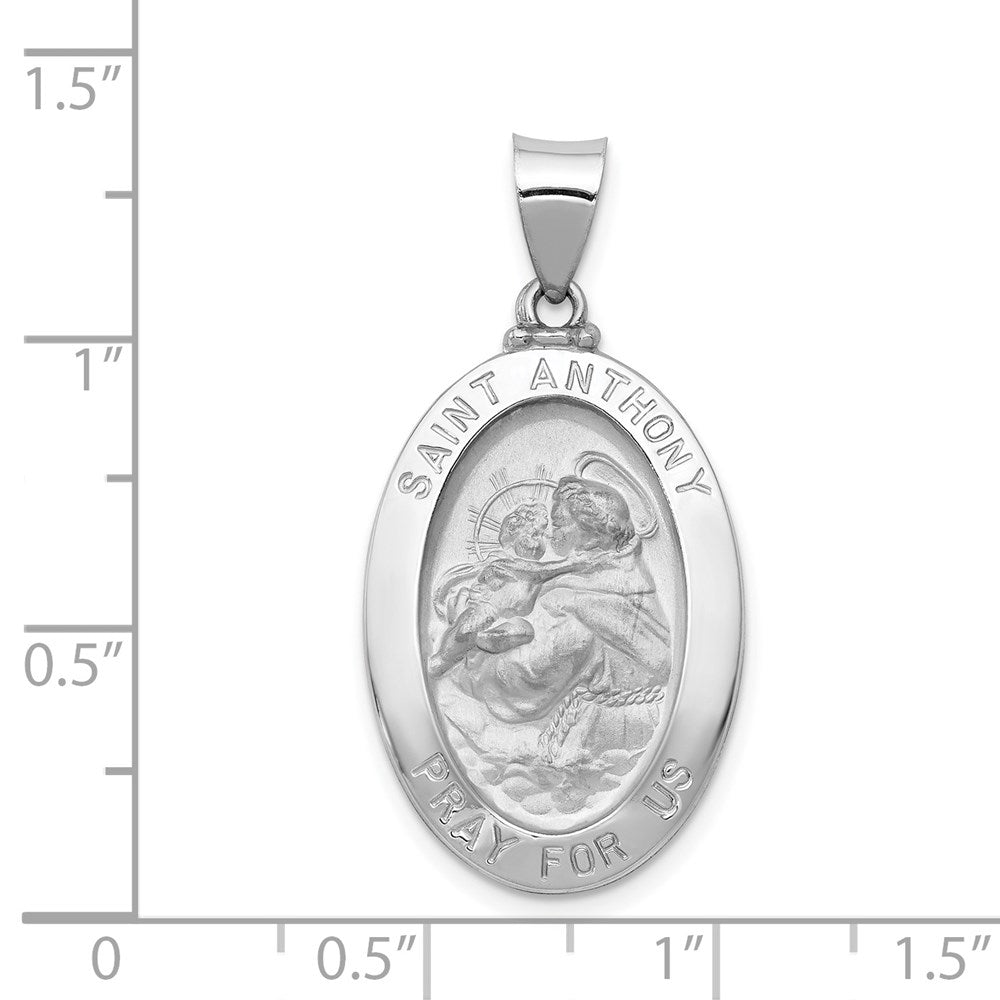 14k White Gold Polished/Satin St. Anthony Medal Hollow Pendant