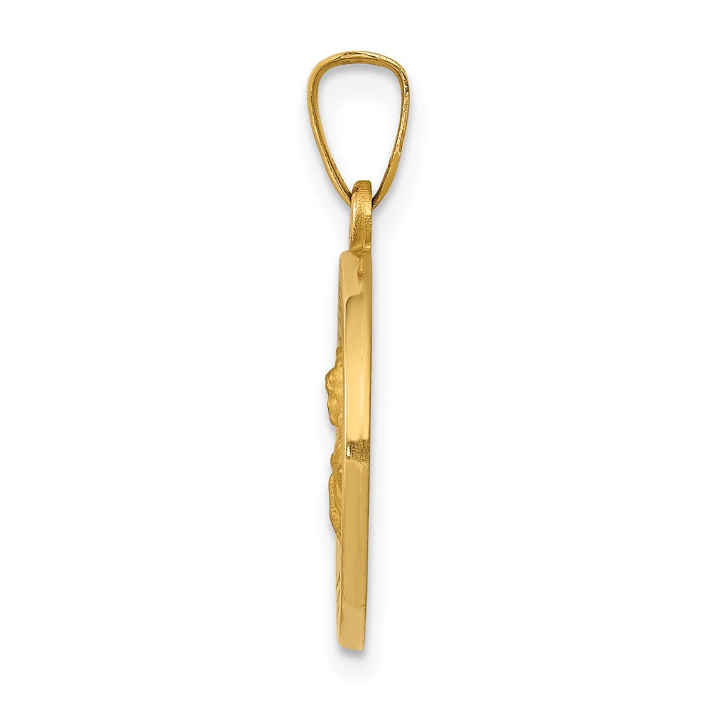 14k Polished and Satin St. Barbara Medal Hollow Pendant