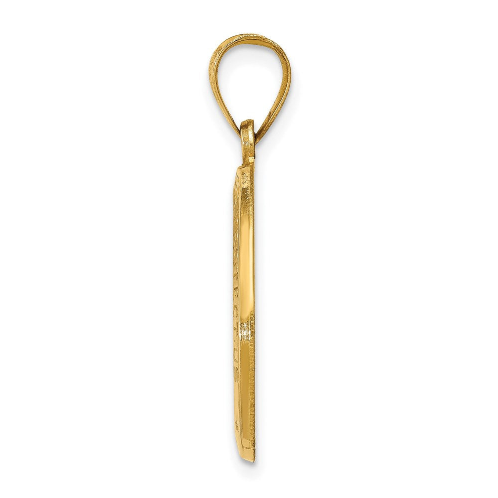 14k Polished and Satin St Christopher Medal Hollow Pendant