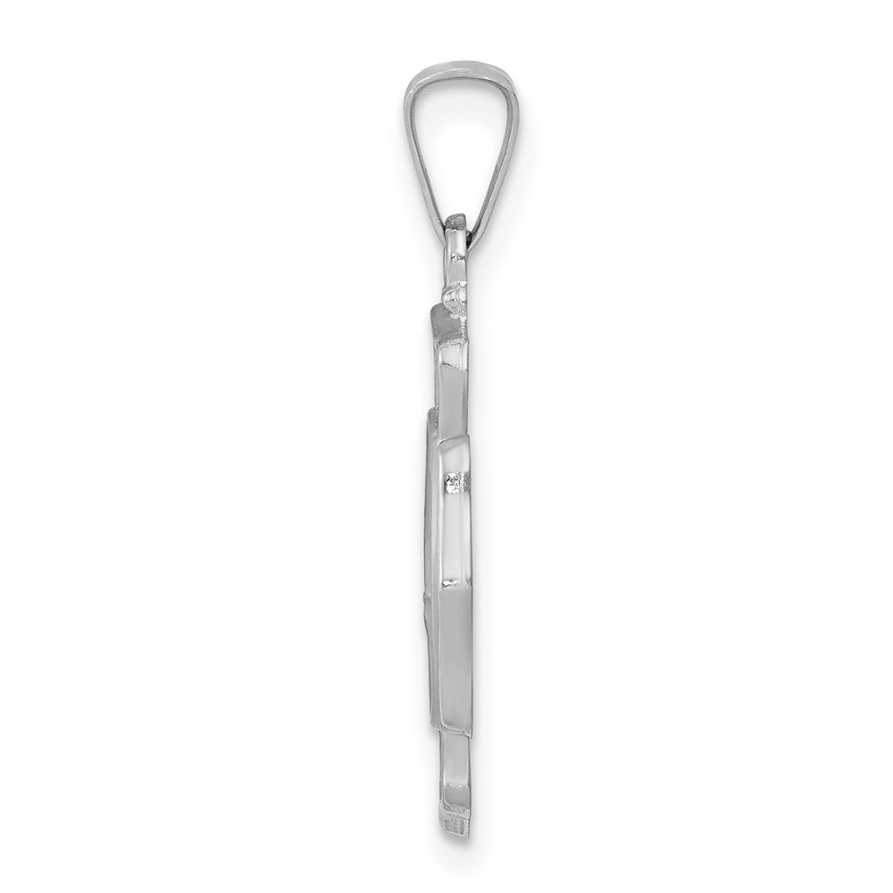 14k White Gold Polished and Satin St Florian Badge Pendant