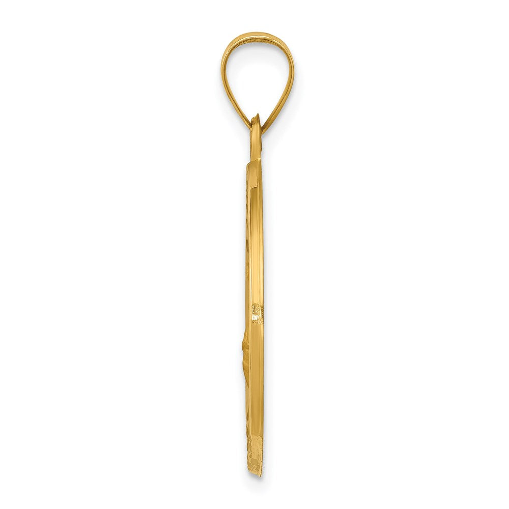 14k Polished and Satin St Florian Medal Hollow Pendant