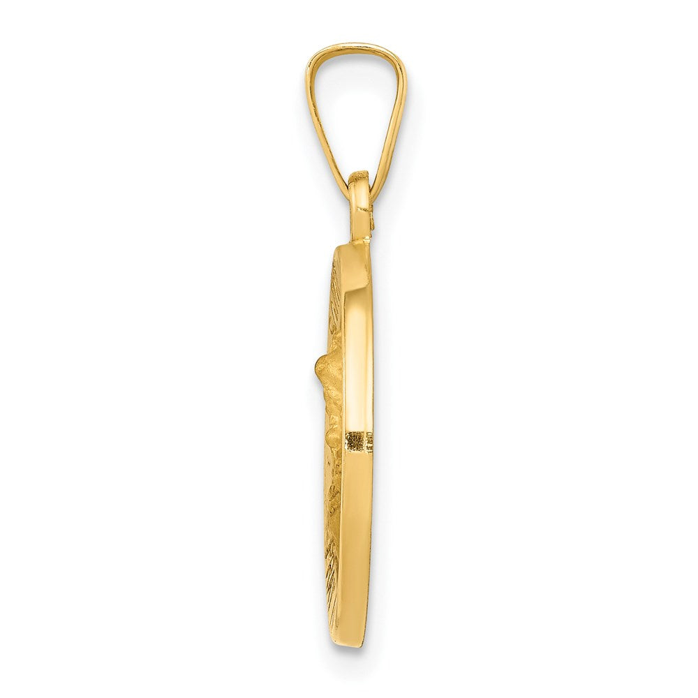 14k Polished and Satin St Michael Medal Hollow Pendant