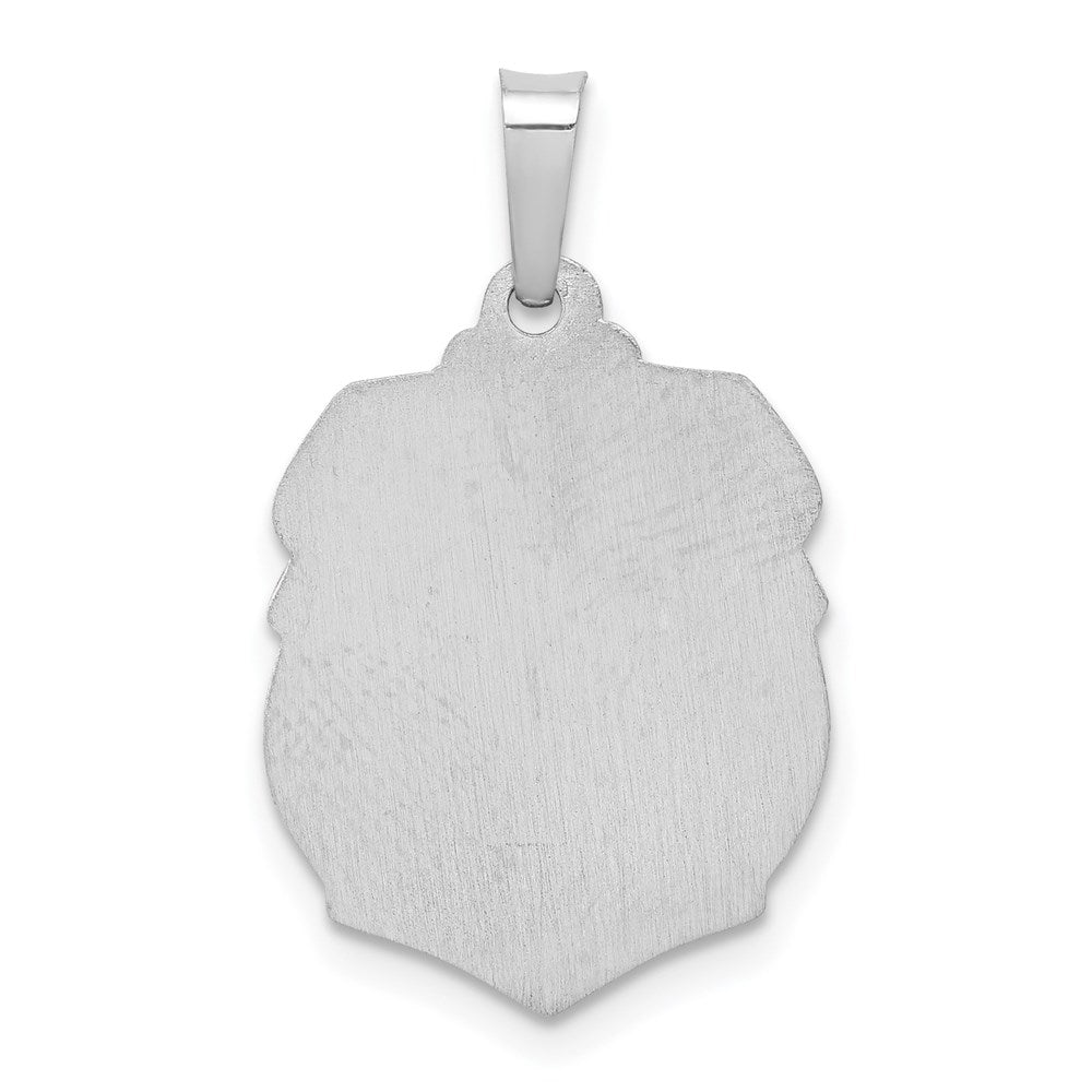 14k White Gold Polished and Satin St Michael Medal Hollow Pendant
