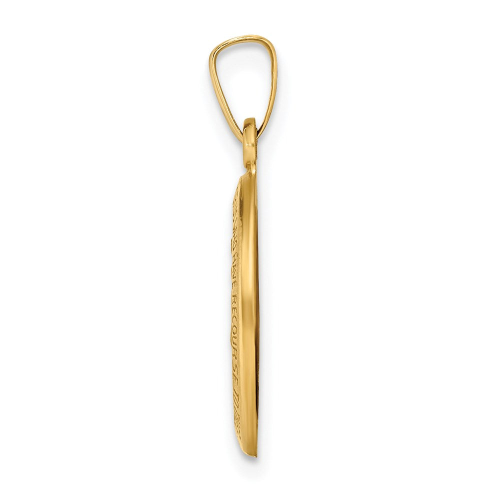 14k Polished and Satin Miraculous Medal Hollow Pendant
