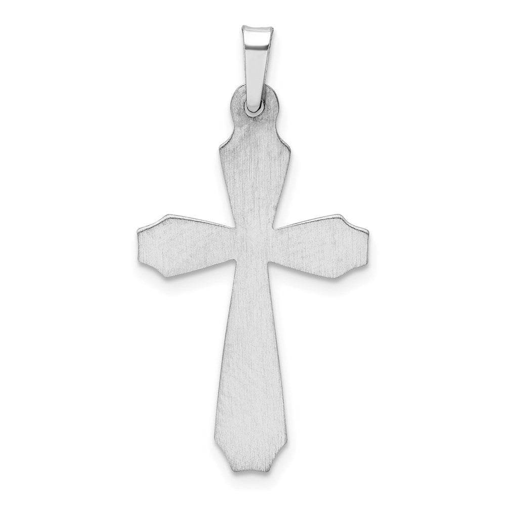 14K White Gold Textured and Polished Passion Cross Pendant