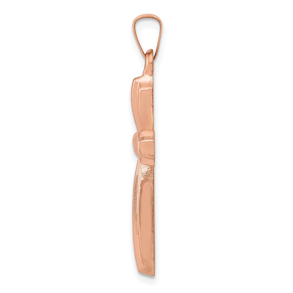 14K Rose Gold Textured And Polished Passion Cross Pendant